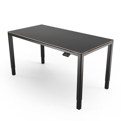 Yaasa Desk Four in Dunkelgrau/Schwarz auf weißem Hintergrund