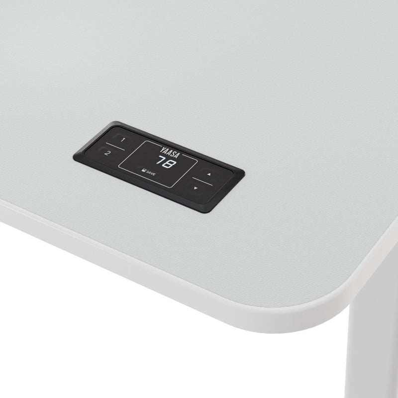 Der Handschalter zur Höhenverstellung mit Memory-Funktion beim Yaasa Desk Pro 2 in der Farbe Offwhite und Größe 160x80 cm