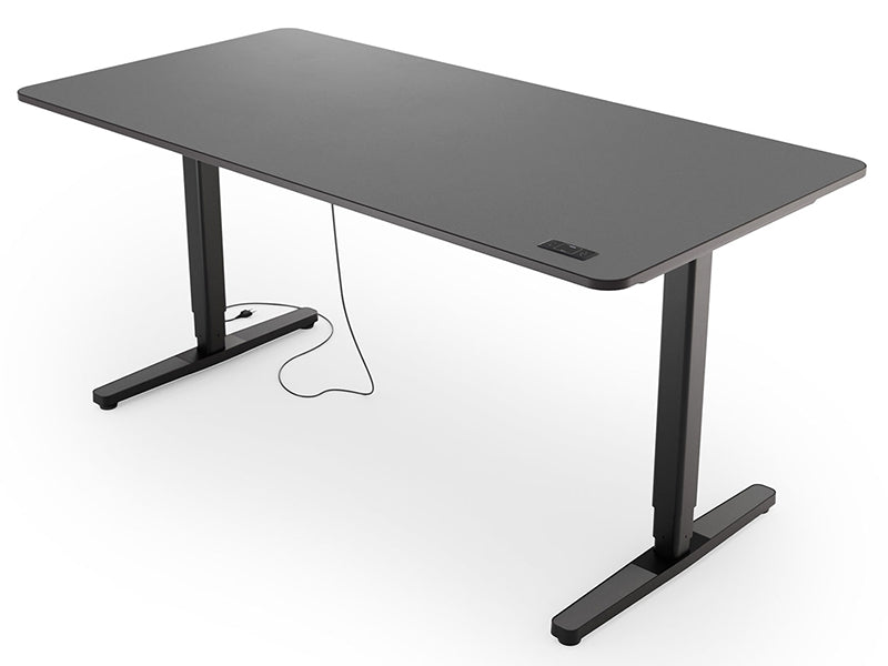 Yaasa Desk Pro 2 in Dunkelgrau/Schwarz auf weißem Hintergrund