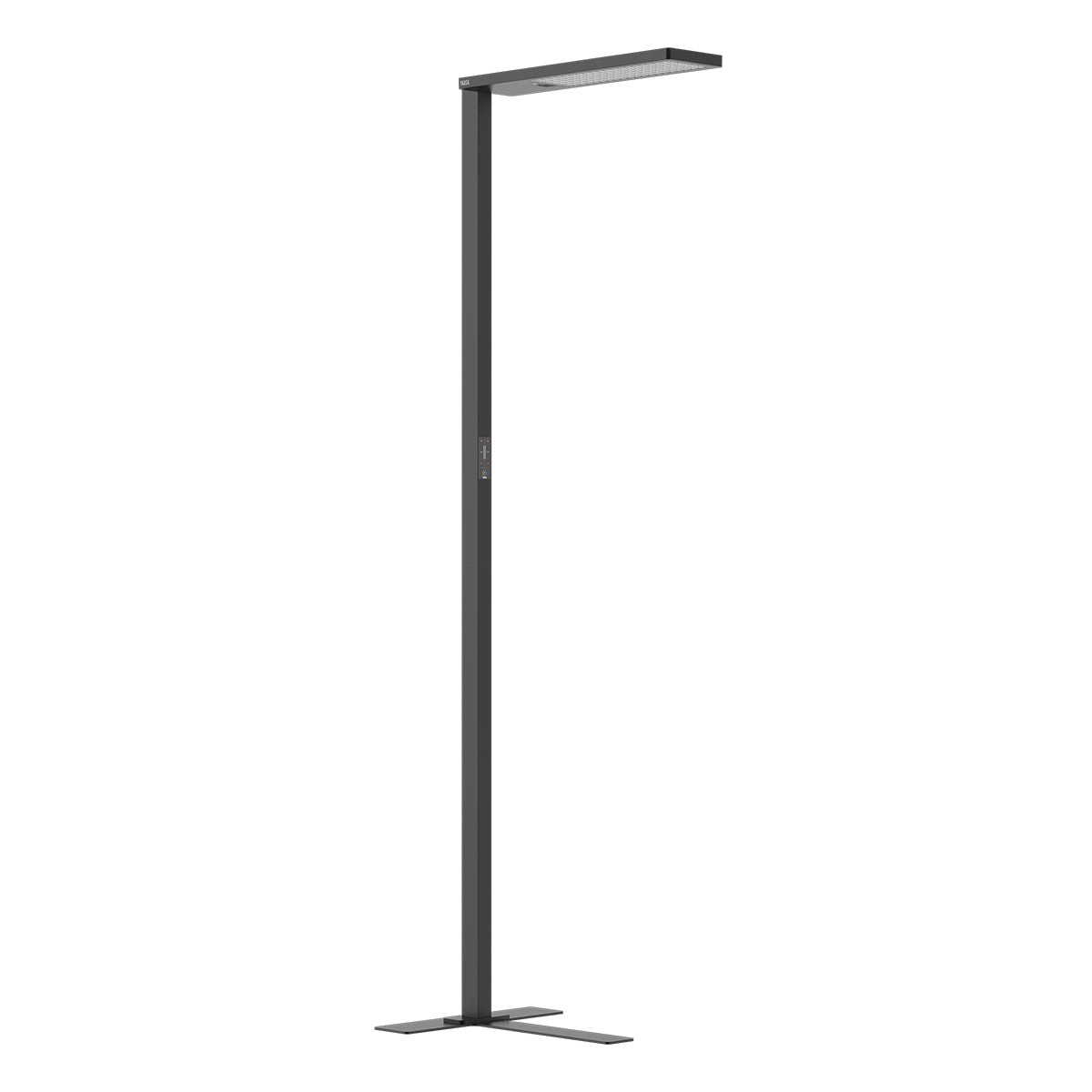 YAASA Lamp Expert, lampadaire noir avec pied en T et design épuré.