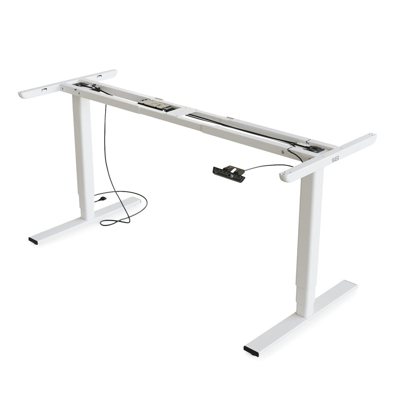 Das elektrisch höhenverstellbare Tischgestell Desk Frame in Weiß.