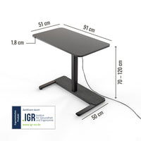 Yaasa Desk One in Dunkelgrau/Schwarz mit Abmessungen und IGR Zertifikat